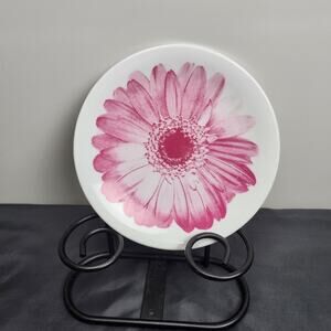 Vintage Hand Painted Pink Gerber Daisy Floral Dessert Plate 7" Round